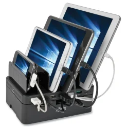 Hot 4.9 in. x 2.6 in. x 6.6 in. 7 Devices USB Charging Station with Quick Charge - Black Office Electronics & Batteries