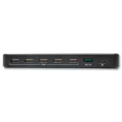 Hot 4.9 in. x 2.6 in. x 6.6 in. 7 Devices USB Charging Station with Quick Charge - Black Office Electronics & Batteries