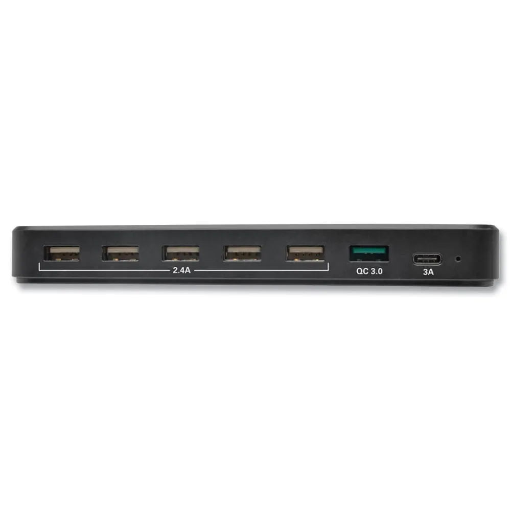 Hot 4.9 in. x 2.6 in. x 6.6 in. 7 Devices USB Charging Station with Quick Charge - Black Office Electronics & Batteries