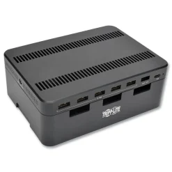Hot 4.9 in. x 2.6 in. x 6.6 in. 7 Devices USB Charging Station with Quick Charge - Black Office Electronics & Batteries