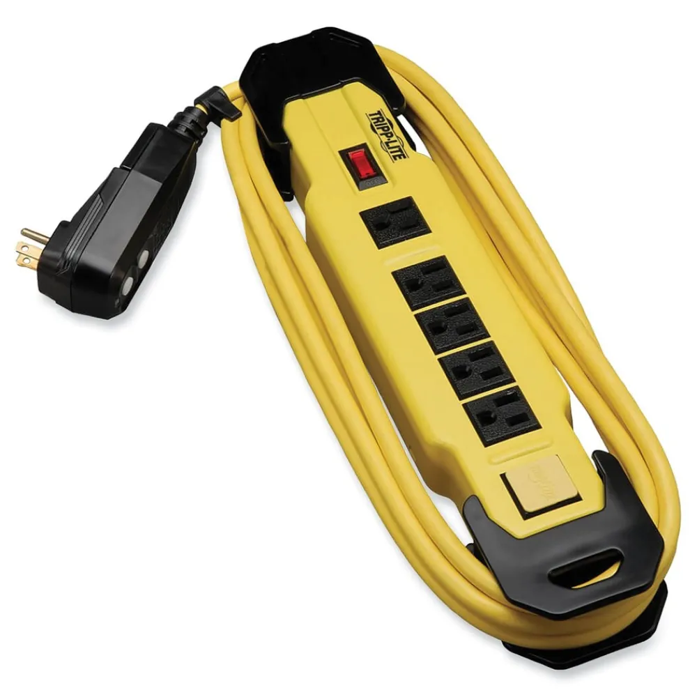 Hot 6 Outlets 9 ft. Cord Power It! Safety Power Strip with GFCI Plug - Yellow/Black Office Electronics & Batteries