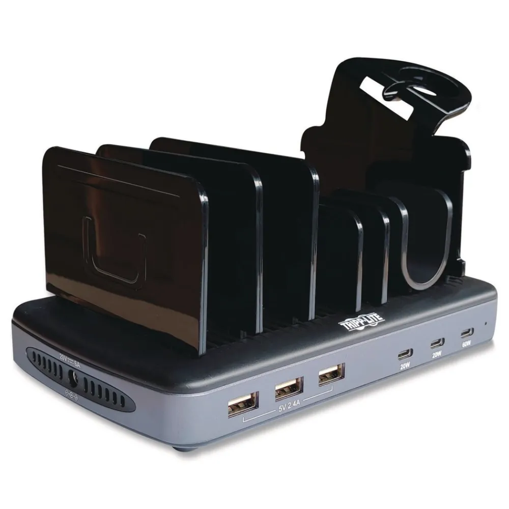 New 120W Multi-Device Charging Station with Storage 6 Devices 7.3 x 4.45 x 1.33 Office Electronics & Batteries