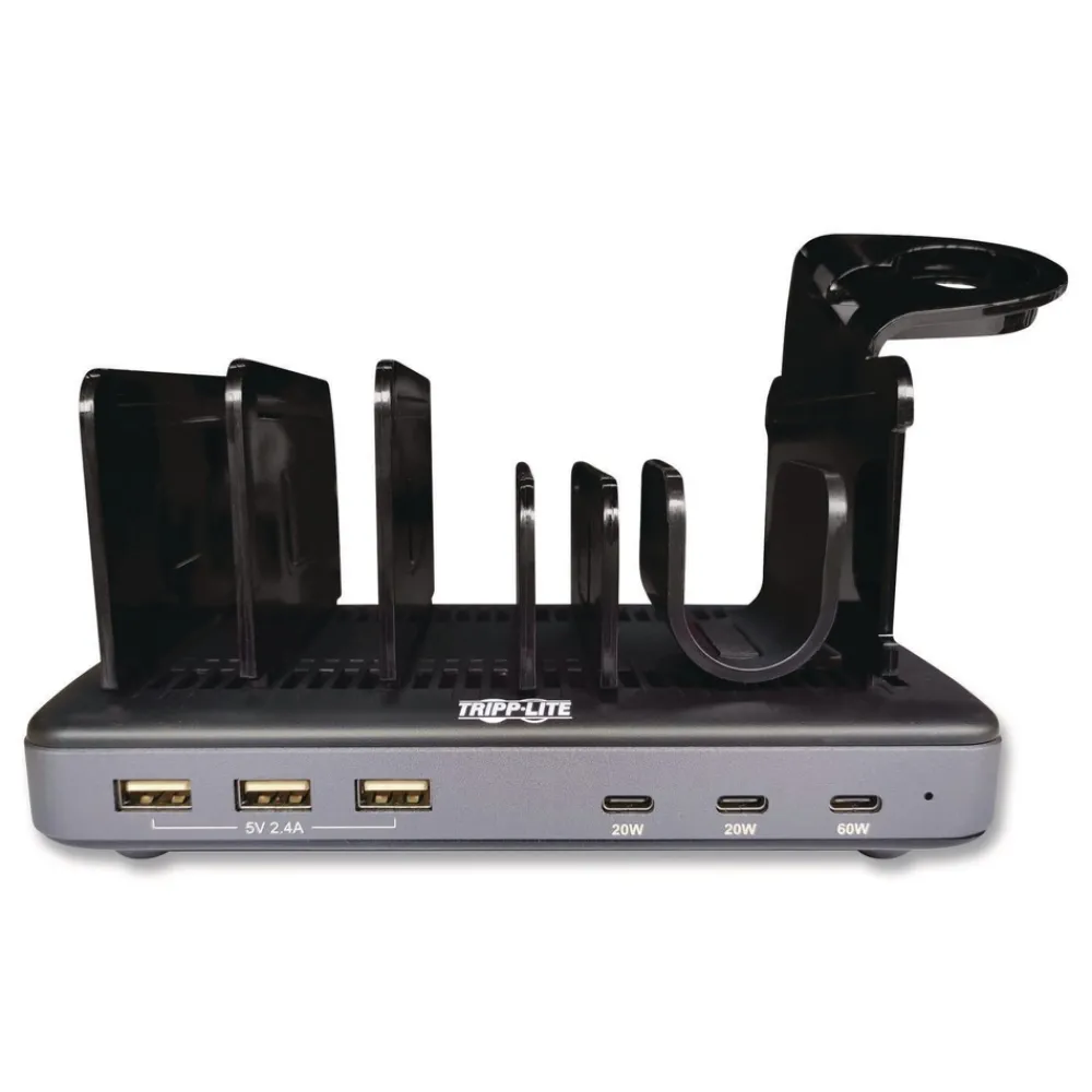 New 120W Multi-Device Charging Station with Storage 6 Devices 7.3 x 4.45 x 1.33 Office Electronics & Batteries