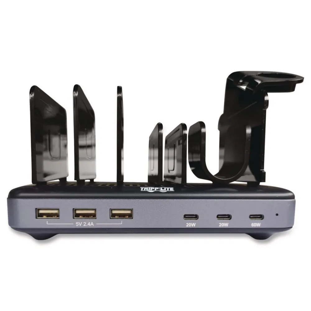 New 120W Multi-Device Charging Station with Storage 6 Devices 7.3 x 4.45 x 1.33 Office Electronics & Batteries