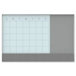 Best 35 in. x 23 in. Monthly View 3-N-1 Magnetic Glass Dry Erase Combo Board - White Aluminum Office Presentation Supplies
