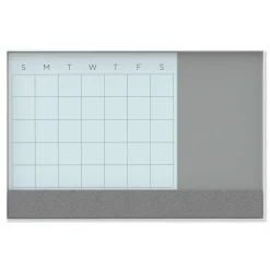 Best 23 in. x 17 in. Monthly View 3-N-1 Magnetic Glass Dry Erase Combo Board - White Aluminum Office Presentation Supplies
