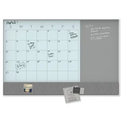 Best 23 in. x 17 in. Monthly View 3-N-1 Magnetic Glass Dry Erase Combo Board - White Aluminum Office Presentation Supplies