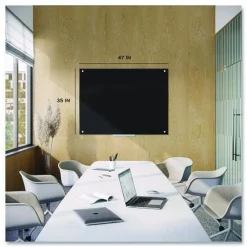 Outlet 47 x 35 Glass Dry Erase Board - Black Surface Office Presentation Supplies