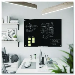 Outlet 47 x 35 Glass Dry Erase Board - Black Surface Office Presentation Supplies