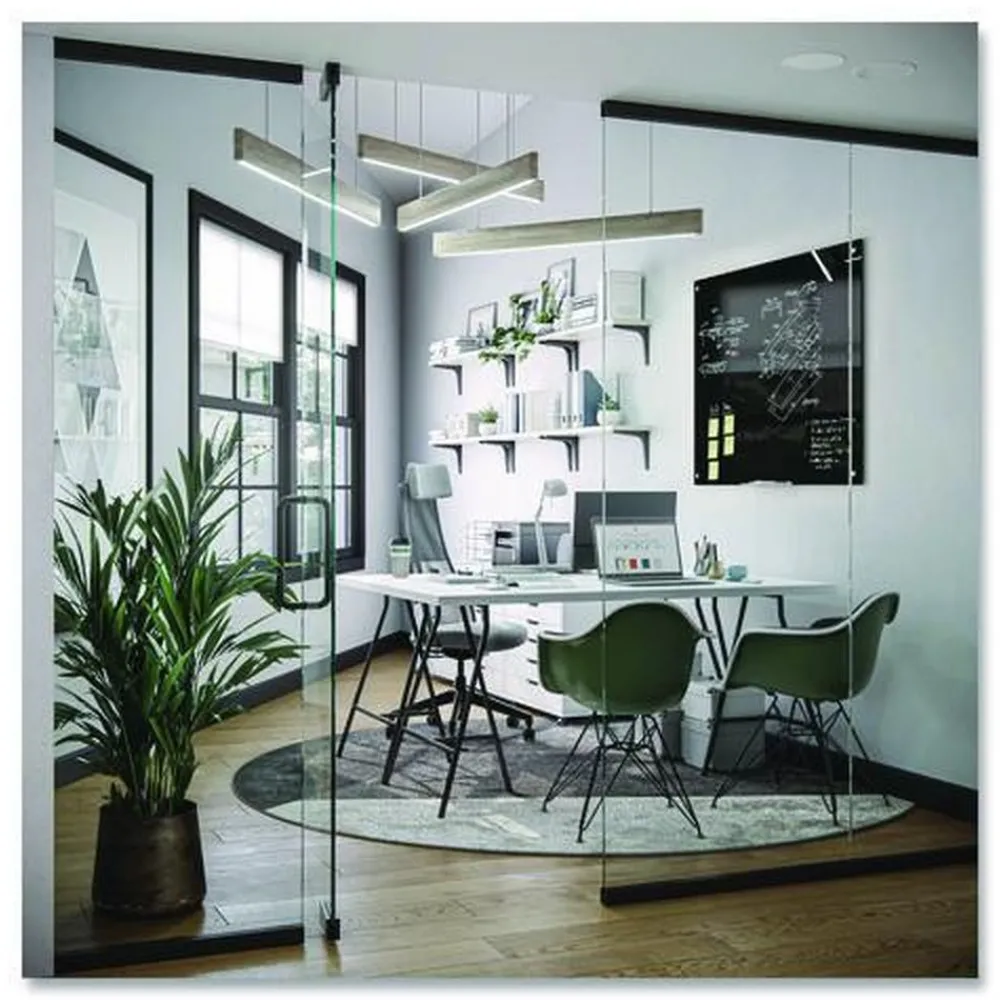 Outlet 47 x 35 Glass Dry Erase Board - Black Surface Office Presentation Supplies