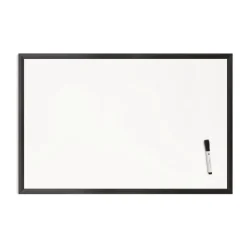 Hot 35 x 23 Magnetic Dry Erase Board with Wood Frame - White Surface/Black Frame Office Presentation Supplies