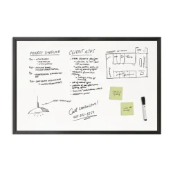 Hot 35 x 23 Magnetic Dry Erase Board with Wood Frame - White Surface/Black Frame Office Presentation Supplies
