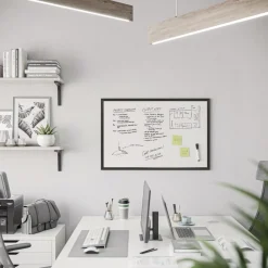 Hot 35 x 23 Magnetic Dry Erase Board with Wood Frame - White Surface/Black Frame Office Presentation Supplies