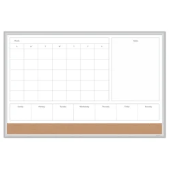 Online 4N1 35 x 23 Magnetic Dry Erase Combo Board - Tan/White Surface/Silver Aluminum Frame Office Presentation Supplies