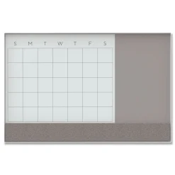 Hot 3N1 48 x 36 Magnetic Glass Dry Erase Combo Board - Gray/White Surface/White Frame Cleaning & Janitorial Supplies