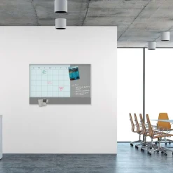 Hot 3N1 48 x 36 Magnetic Glass Dry Erase Combo Board - Gray/White Surface/White Frame Cleaning & Janitorial Supplies