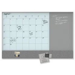Hot 3N1 48 x 36 Magnetic Glass Dry Erase Combo Board - Gray/White Surface/White Frame Cleaning & Janitorial Supplies