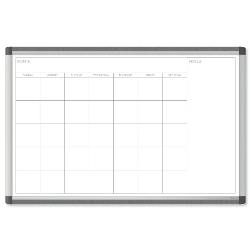 Discount PINIT 35 x 23 Magnetic Dry Erase Undated One Month Calendar - White Office Presentation Supplies