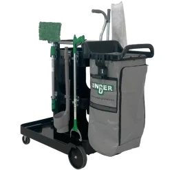 Best ZoneCleanRx 23.5 in. x 25 in. x 25 in. 3 Shelves Plastic Janitorial Carts - Black Cleaning & Janitorial Supplies