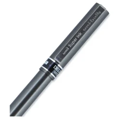 New Deluxe Extra-Fine 0.5 mm Rollerball Pen - Blue Ink/Metallic Gray/Black/Blue Barrel (1-Dozen) Pens, Pencils & Markers