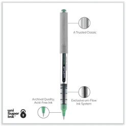 Clearance Fine 0.7 mm VISION Stick Roller Ball Pen - Green Ink, Silver/Green/Clear Barrel (1-Dozen) Pens, Pencils & Markers