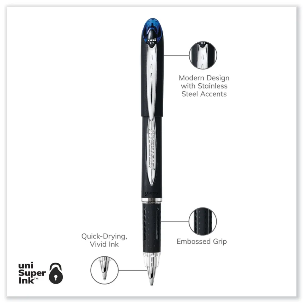 Hot Jetstream Hybrid Bold 1 mm Gel Pen - Black/Silver/Blue Barrel Pens, Pencils & Markers