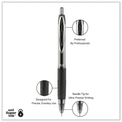 Hot Signo 207 Medium 0.7 millimeter Retractable Needle Point Gel Pen - Black Ink/Clear/Black Barrel (1-Dozen) Pens, Pencils & Markers