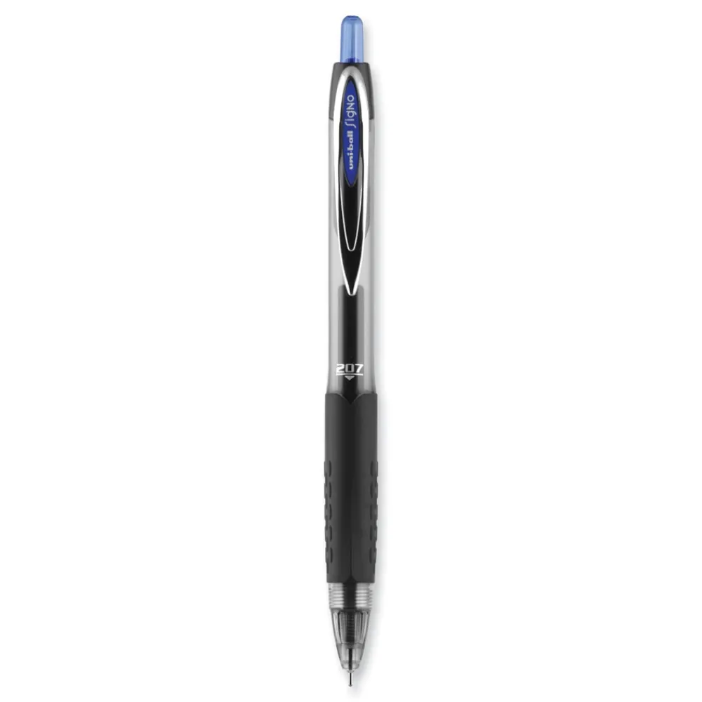 Online Signo 207 Medium 0.7 millimeter Retractable Needle Point Gel Pen - Blue Ink/Clear/Black/Blue Barrel (1-Dozen) Pens, Pencils & Markers