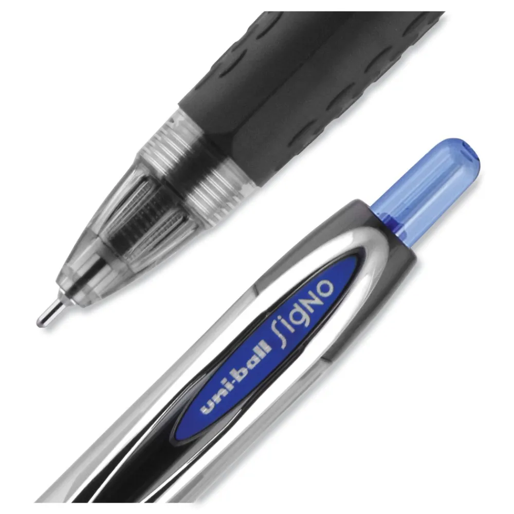 Online Signo 207 Medium 0.7 millimeter Retractable Needle Point Gel Pen - Blue Ink/Clear/Black/Blue Barrel (1-Dozen) Pens, Pencils & Markers