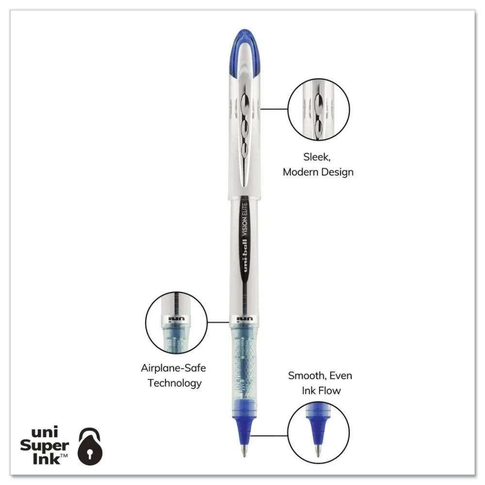 Sale VISION ELITE Bold 0.8 mm Hybrid Gel Pen - Blue Ink/White/Blue/Clear Barrel Pens, Pencils & Markers