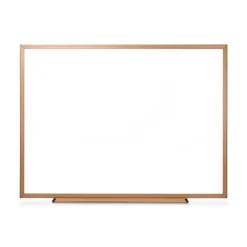 Online 48 in. x 36 in. Deluxe Melamine Dry Erase Board - Melamine White Surface, Oak Fiberboard Frame Office Presentation Supplies