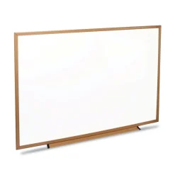 Online 48 in. x 36 in. Deluxe Melamine Dry Erase Board - Melamine White Surface, Oak Fiberboard Frame Office Presentation Supplies