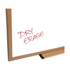 Online 48 in. x 36 in. Deluxe Melamine Dry Erase Board - Melamine White Surface, Oak Fiberboard Frame Office Presentation Supplies