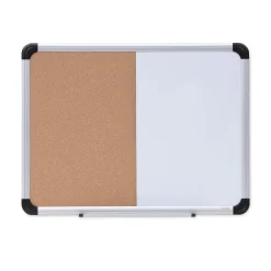 Discount 24 in. x 18 in. Melamine Cork/Dry Erase Board - Tan/White Surface, Aluminum/Plastic Frame Office Presentation Supplies