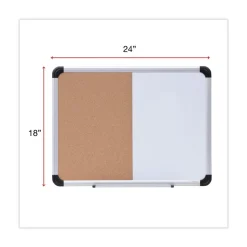 Discount 24 in. x 18 in. Melamine Cork/Dry Erase Board - Tan/White Surface, Aluminum/Plastic Frame Office Presentation Supplies