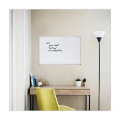 Online 36 in. x 24 in. Melamine Dry Erase Board with Anodized Aluminum Frame - White Surface Office Presentation Supplies