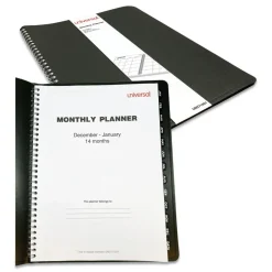 New 11 in. x 8 in. 14-Month (Dec 2025-Jan 2027) Monthly Planner - Black Cover Calendars & Planners