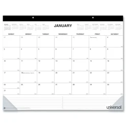 Discount 22 in. x 17 in. 12-Month (Jan-Dec 2026) Desk Pad Calendar - White Sheets/Black Binding/Clear Corners Calendars & Planners