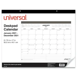Discount 22 in. x 17 in. 12-Month (Jan-Dec 2026) Desk Pad Calendar - White Sheets/Black Binding/Clear Corners Calendars & Planners