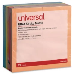 Clearance Ultra Sticky Note Pads Note Ruled 4-in x 4-in Assorted Colors 100 Sheets/Pad 6 Pads/Pack Paper & Printables
