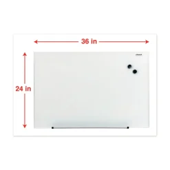 Online UNV43202 Frameless 36 in. x 24 in. Magnetic Glass Marker Board - White Office Presentation Supplies