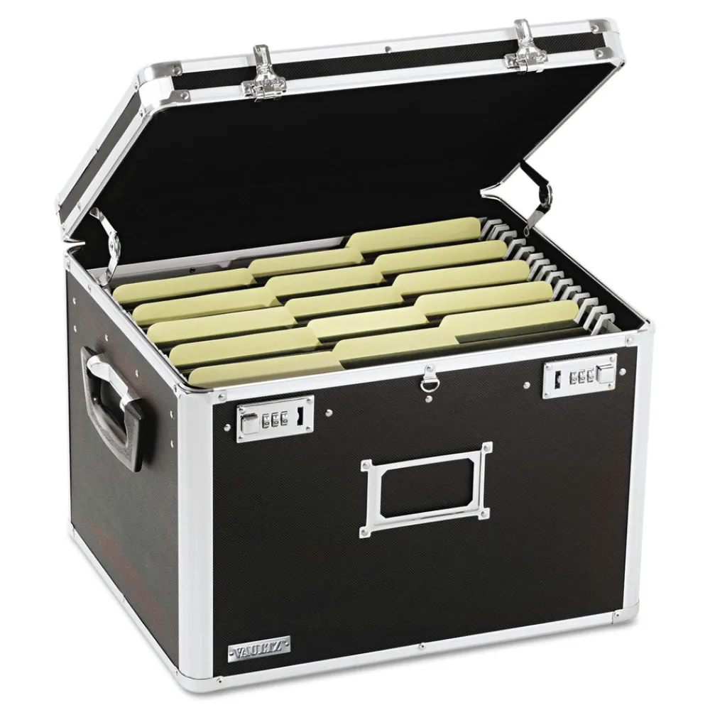 VZ01008 17.5 in. x 14 in. x 12.5 in. Letter/Legal Files Locking File Chest with Adjustable File Rails - Black Office Furniture & Lighting