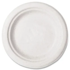 Discount 6 in. Diameter Nourish Molded Compostable Fiber Plate Tableware - White (1000/Carton) Tabletop And Serveware