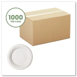 Discount 6 in. Diameter Nourish Molded Compostable Fiber Plate Tableware - White (1000/Carton) Tabletop And Serveware