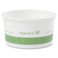 Hot 3.5 in. x 1.7 in. 6 oz. Compostable Paper Soup Containers - Green/White (1000/Carton) Tabletop And Serveware