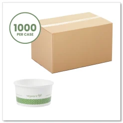Hot 3.5 in. x 1.7 in. 6 oz. Compostable Paper Soup Containers - Green/White (1000/Carton) Tabletop And Serveware