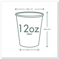 12 oz. 89-Series Paper Hot Cup - White/Green (1000/Carton) Tabletop And Serveware