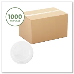 Online 89 Series Compostable Hot Cup Lids - White (1000/Carton) Tabletop And Serveware