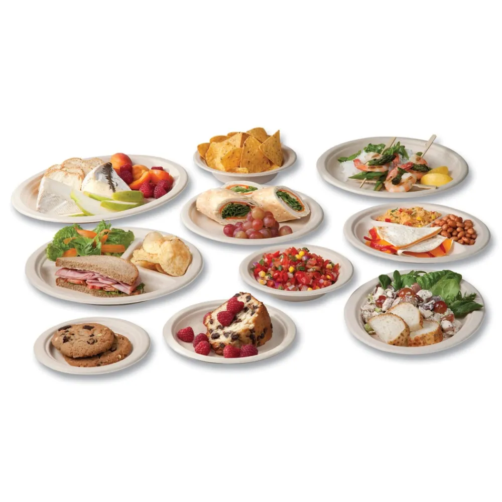 Sale VW-P013NFA 9 in. Diameter Nourish Molded Compostable Fiber Plate Tableware - White (500/Carton) Tabletop And Serveware