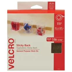 Sale 0.75 in. x 15 ft. Removable Adhesive Sticky-Back Fasteners with Dispenser - Beige (1-Roll) Paper Clips, Binder Clips, & Fasteners